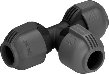 GARDENA Pieza en T 25 mm es un parte del sistema de riego enterrado GARDENA, permite ramificar fácilmente el tubo de conexión, negro, gris 2771-20